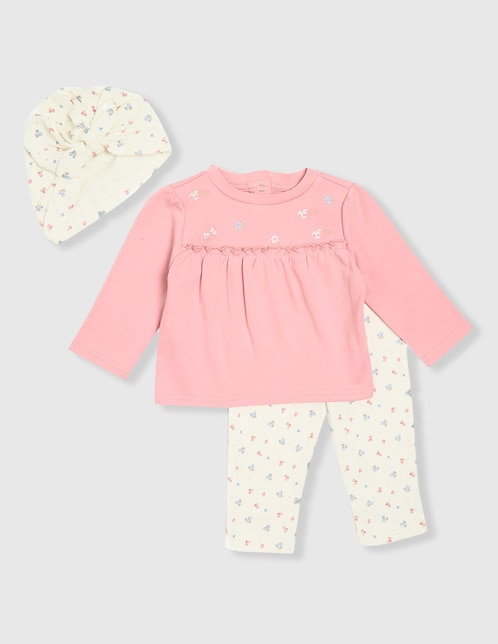 Conjunto de algodón para bebé niña 3 piezas 1