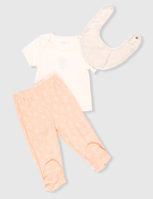 Conjunto de algodón bebé niña 3 piezas 1