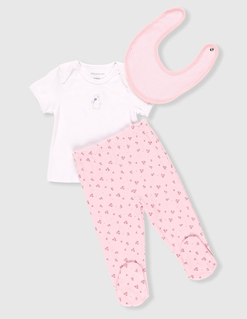 Conjunto de algodón para bebé niña 3 piezas 1