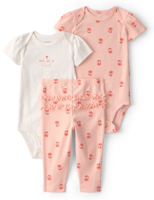 Conjunto de algodon para bebe niña 3 piezas 1