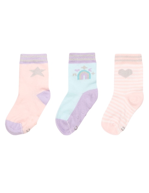 Set de calcetín antiderrapante de algodón para niña 3 pares 1