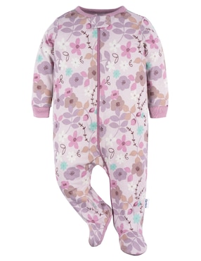 Mameluco Gerber Purple Floral De Algodón Para Bebé Niña