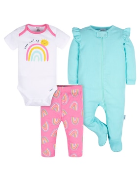 Conjunto Gerber Rainbows De Algodón Para Bebé Niña 3 Piezas