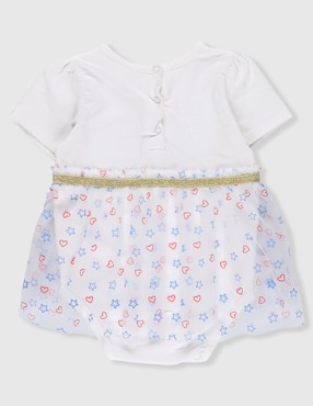 Vestido pañalero Disney Dtr manga con pliegues para bebé niña