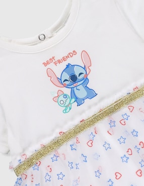 Vestido pañalero Disney Dtr manga con pliegues para bebé niña