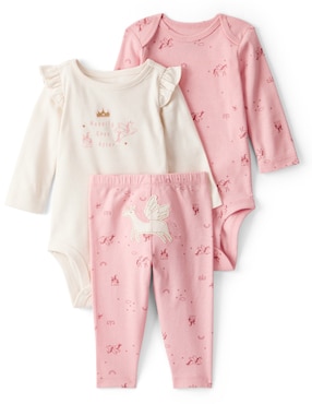Conjunto Carters de algodón para bebé niña 3 piezas