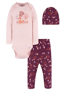Conjunto Gerber happy fox de algodón para bebé niña 3 piezas