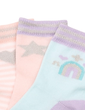 Set de calcetín antiderrapante Baby Creysi de algodón para niña 3 pares