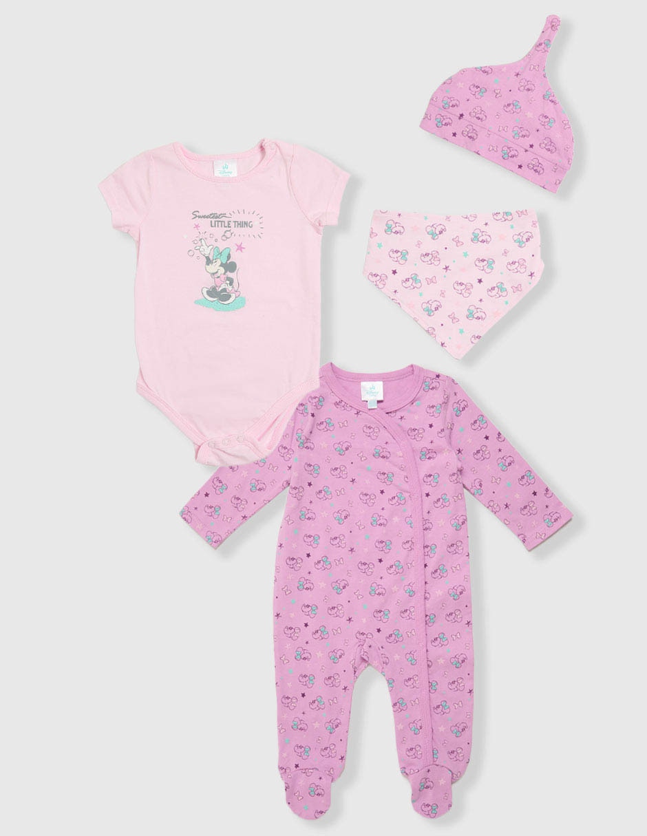 Conjunto Minnie Mouse de algodón para bebé niña 4 piezas 1