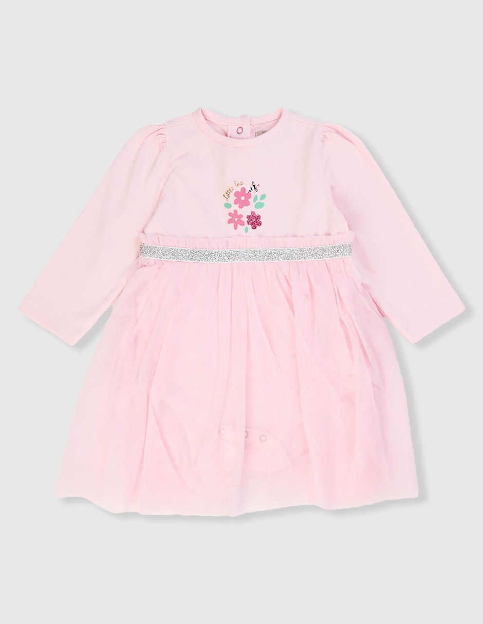 Vestido pañalero manga regular para bebé niña 1