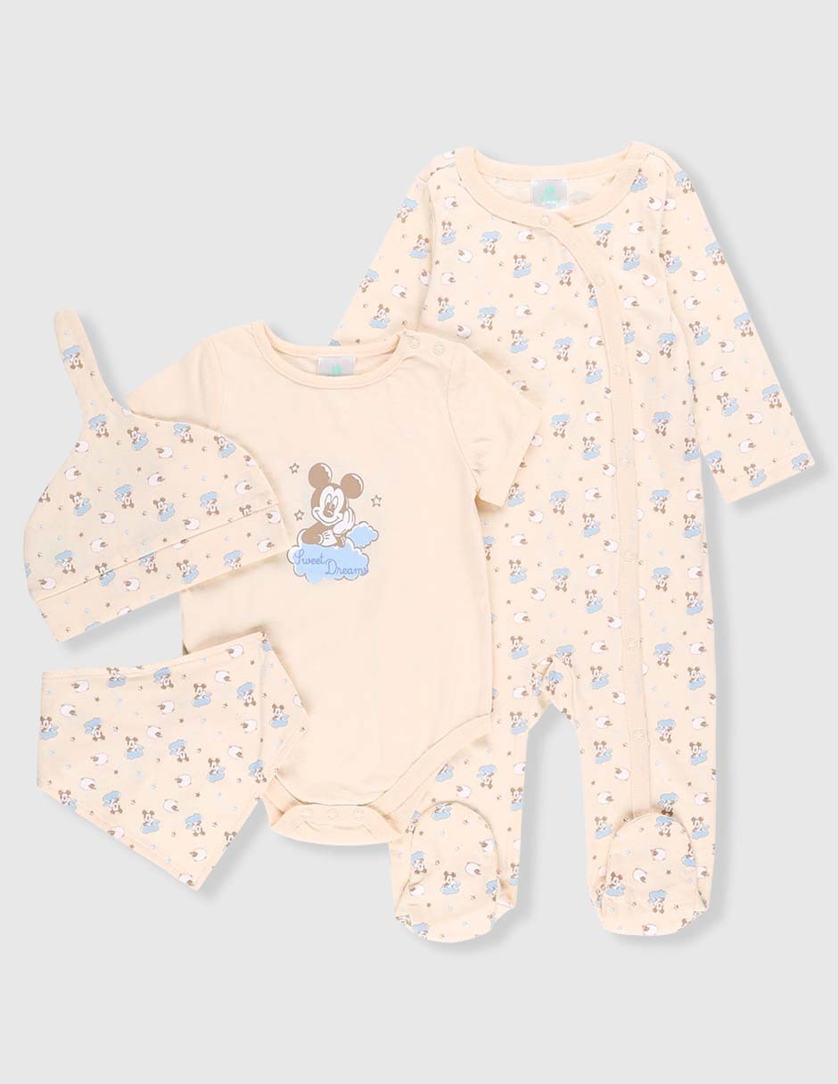 Set playera Mickey Mouse manga larga para bebé niño Set playera Mickey Mouse manga larga para bebé niño