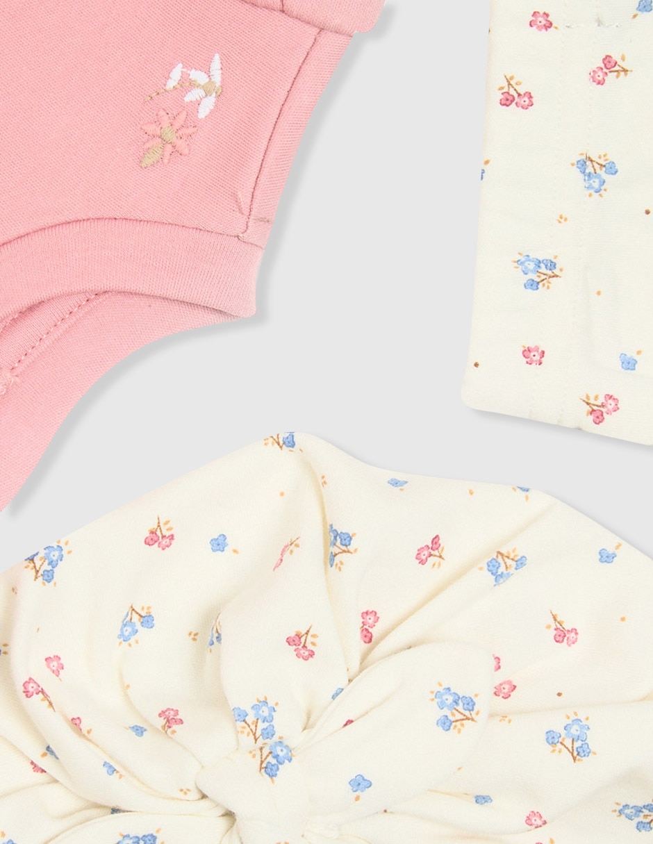 Conjunto de algodón para bebé niña 3 piezas 4