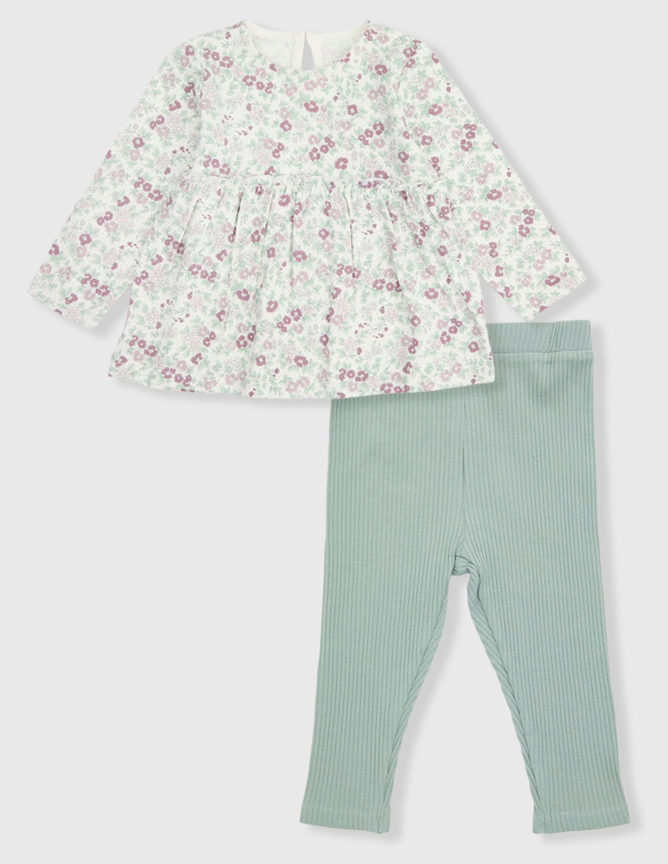 Conjunto pantalón de algodón para bebé niña 2 piezas Conjunto pantalón de algodón para bebé niña 2 piezas