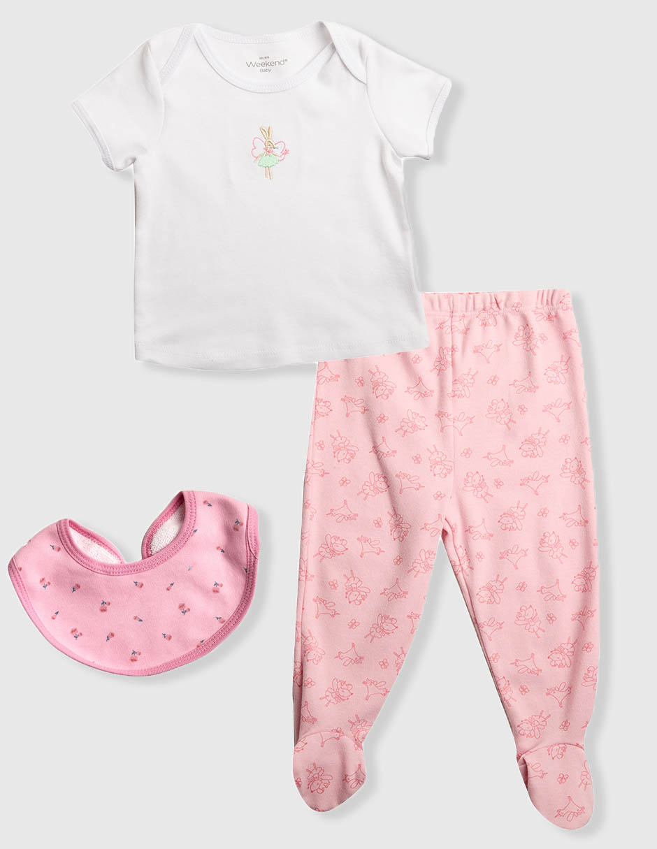 Conjunto de algodón para bebé niña 3 piezas Conjunto de algodón para bebé niña 3 piezas