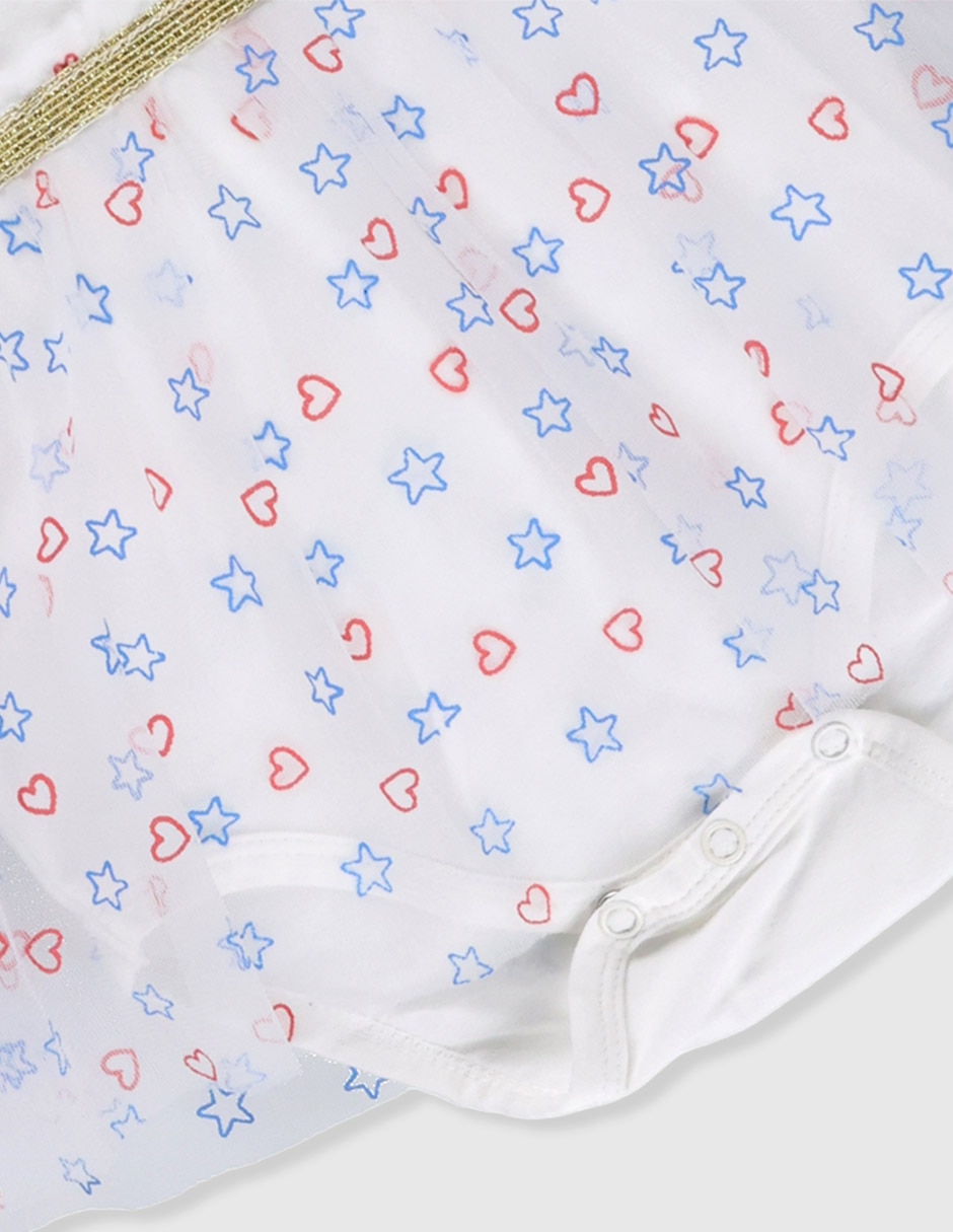 Vestido pañalero manga con pliegues para bebé niña 4