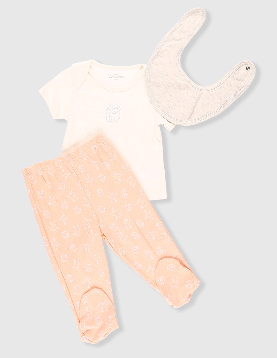 Conjunto de algodón bebé niña 3 piezas Conjunto de algodón bebé niña 3 piezas