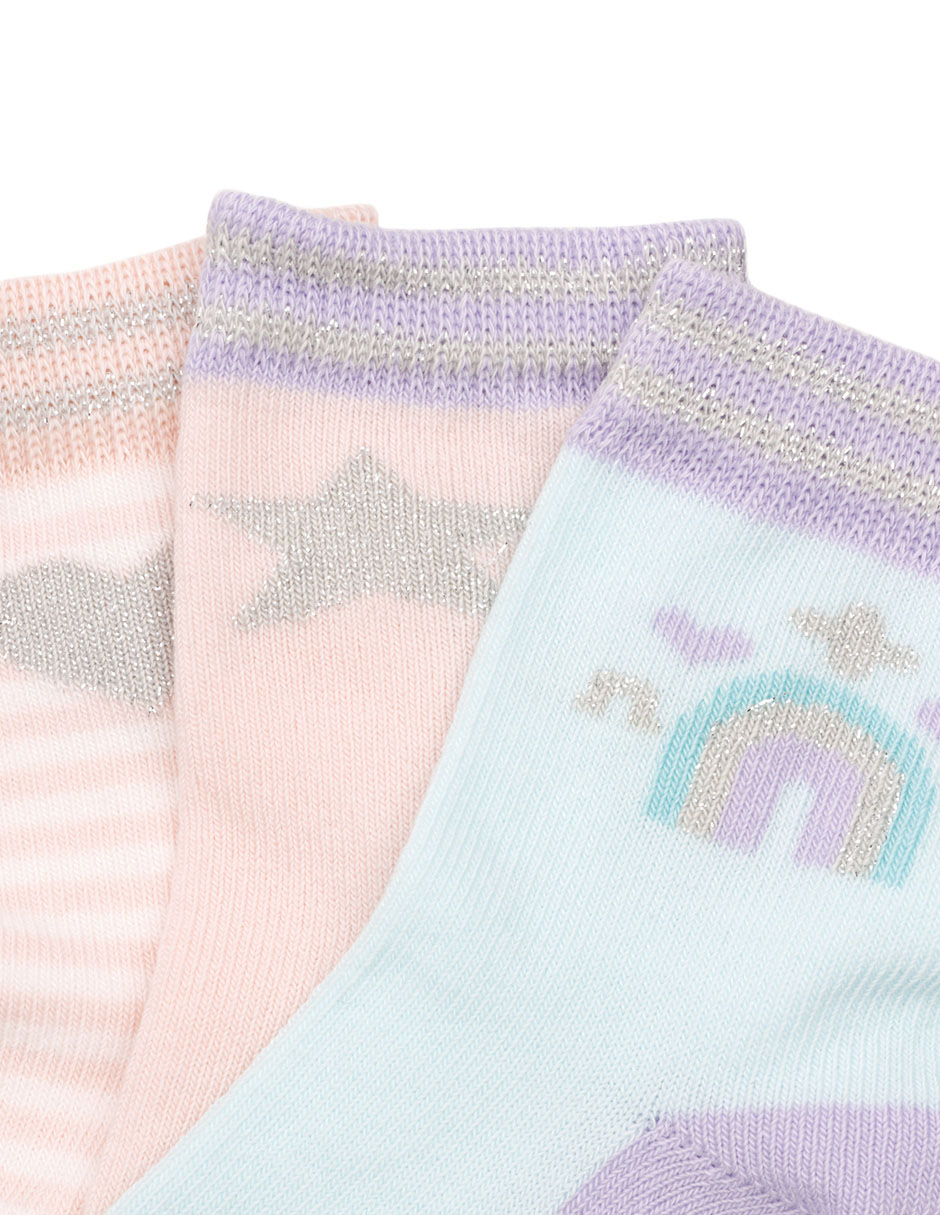 Set de calcetín antiderrapante de algodón para niña 3 pares 2