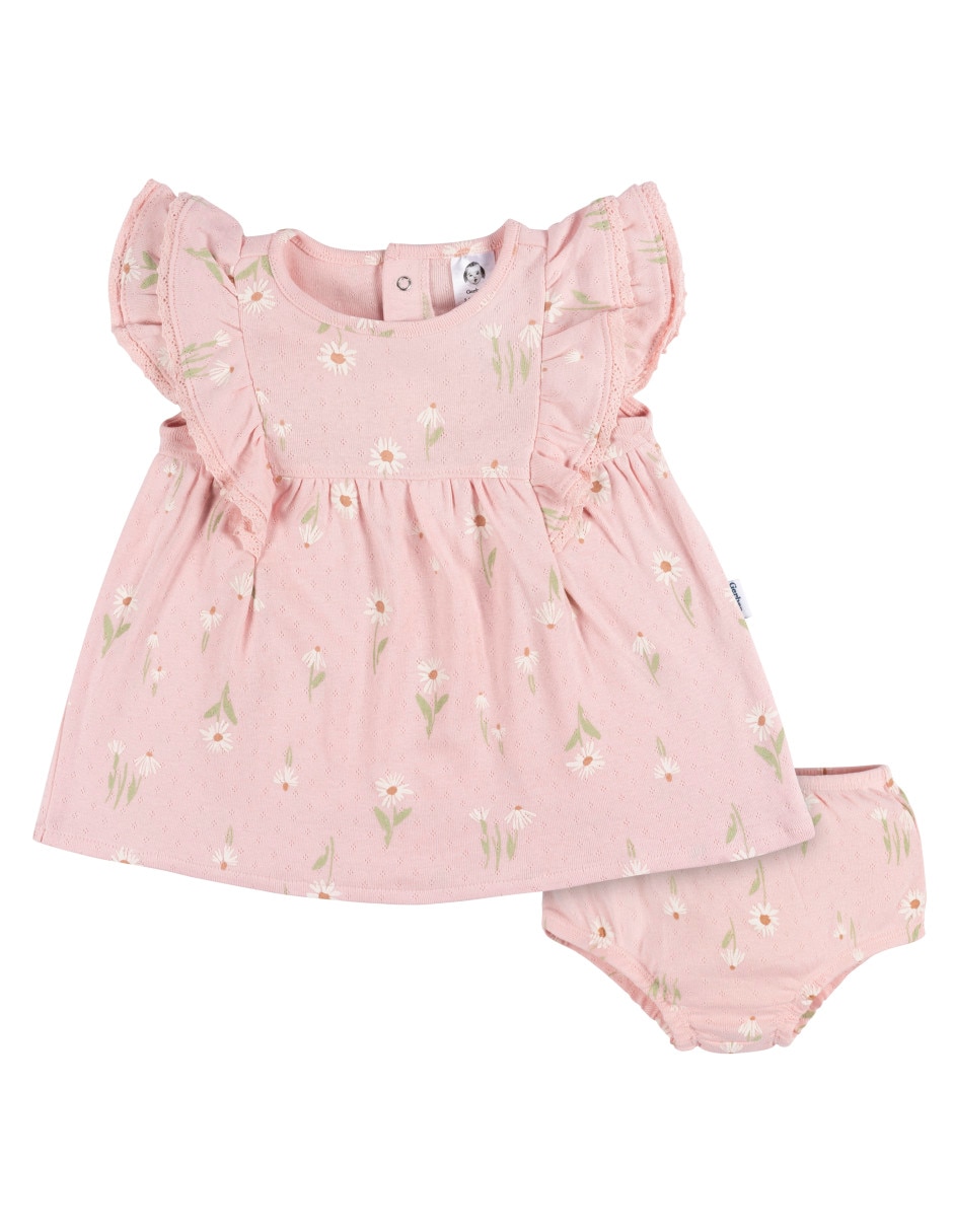 Vestido con calzón manga corta para bebé niña Vestido con calzón manga corta para bebé niña